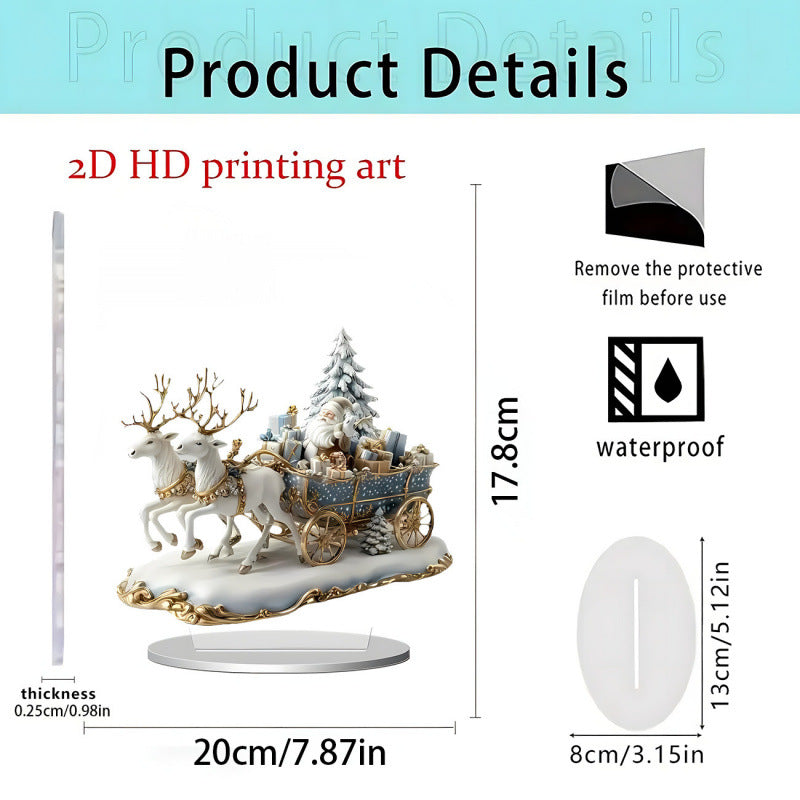 Christmas Carousel 2D Acrylic Stand Holiday Ornament Home Decoration