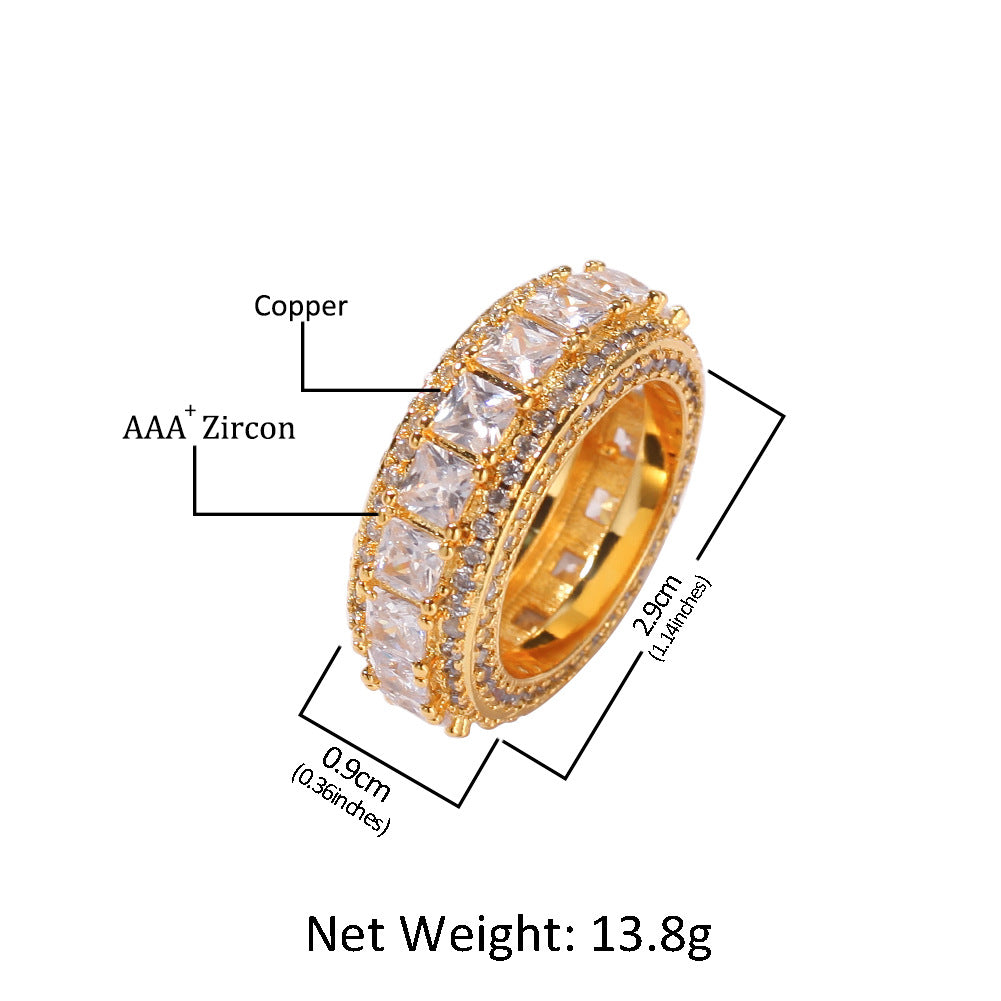 Retro Geometric Micro-Inlaid Zircon Copper Hip-Hop Ring for Men and Women teemdrop