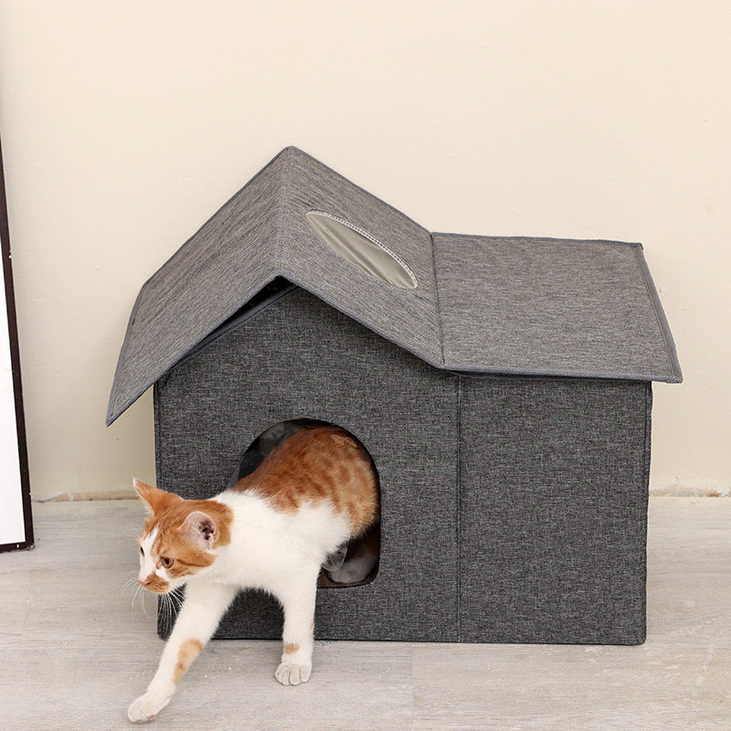 Outdoor waterproof foldable cat house villa teemdrop