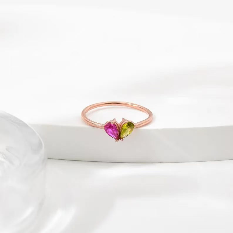 Elegant Water Drop Zircon Ring