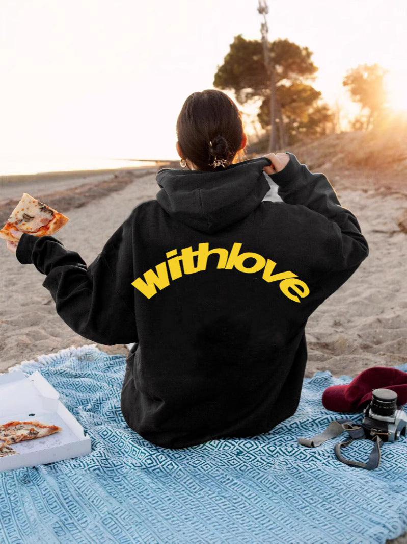 Women's Oversized Large Letter Print Hoodie Long Sleeve Pullover Sweatshirt with Hood teemdrop