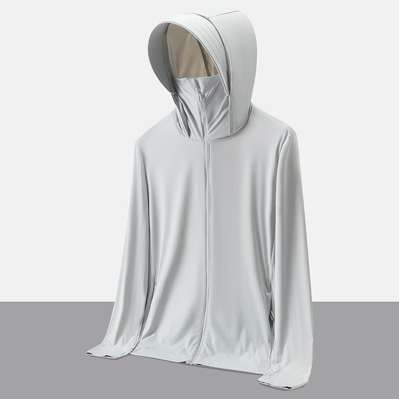 UPF50+ Ice Silk Cooling UV Protection Hooded Jacket Couple Matching Outdoor Sport Coat teemdrop