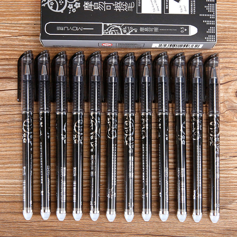 Thick Barrel 0.5mm Erasable Gel Pen Transparent Friction Heat Eliminating Office Pen teemdrop