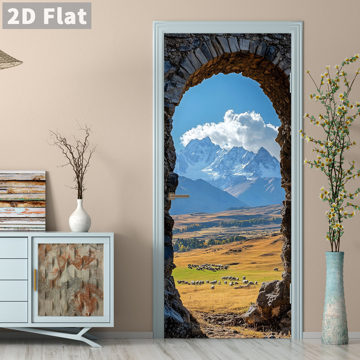 Creative Wooden Door Refurbished Door Stickers Wall Stickers teemdrop