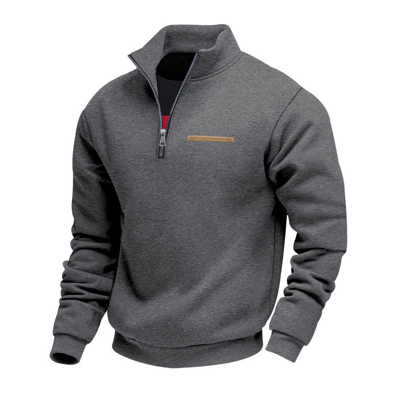 Men's Stand Collar Half-Zip Pullover Sweatshirt