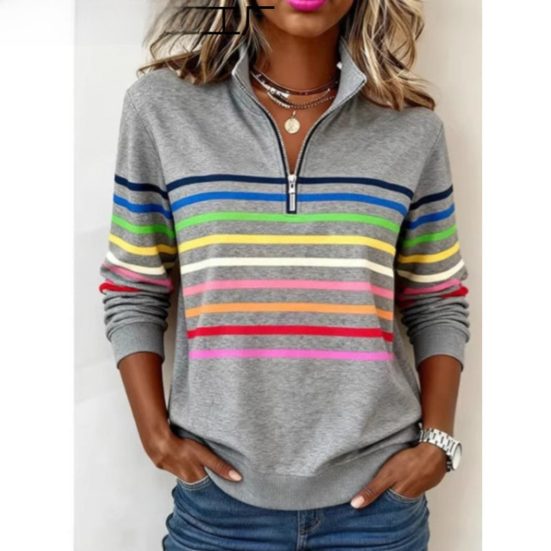 Fall/Winter Half-Zip Printed Sweatshirt teemdrop