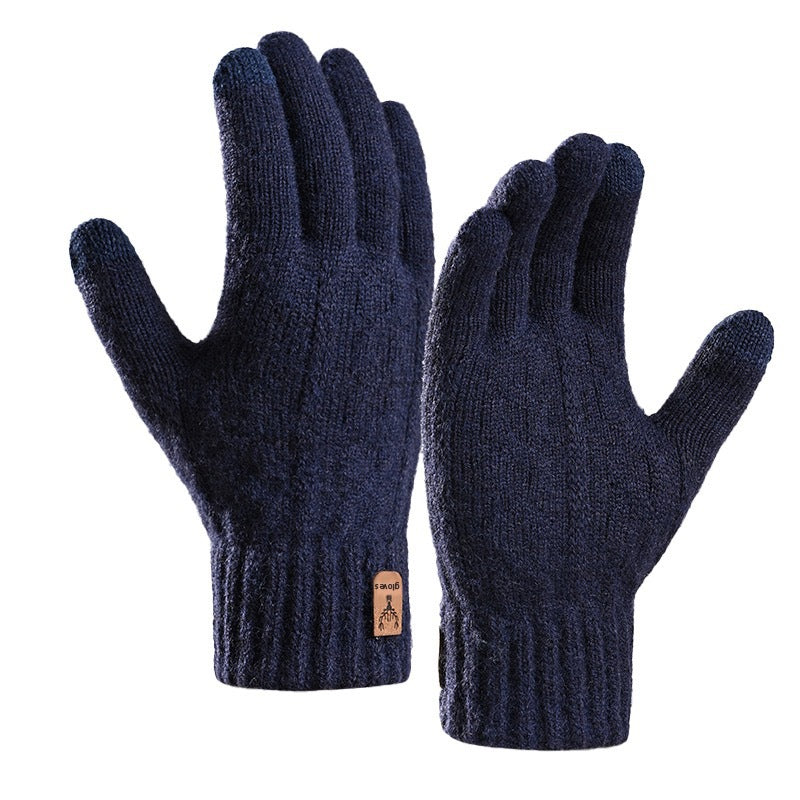Solid Color Knitted Alpaca Wool Winter Touchscreen Gloves Unisex Fleece Lined Warm Cycling Gloves teemdrop