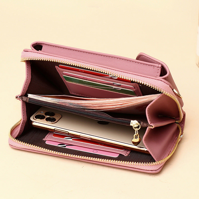 Women PU Leather Vertical Crossbody Bag Zipper Wallet Phone Bag teemdrop