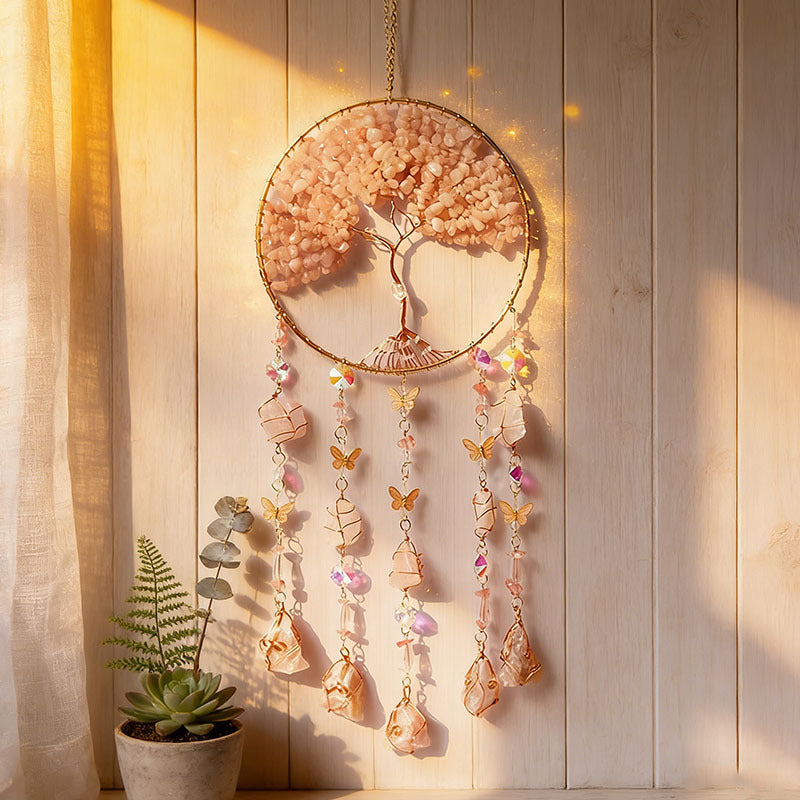 Natural agate crystal wind chime pendant teemdrop