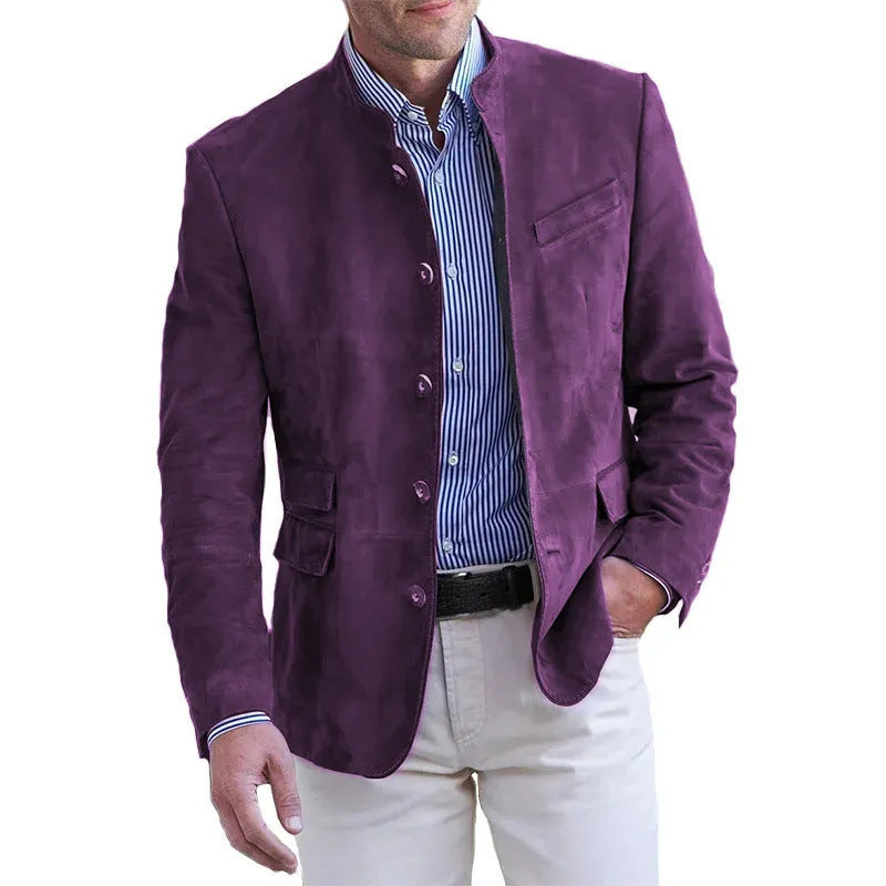 Men's casual suede trench coat