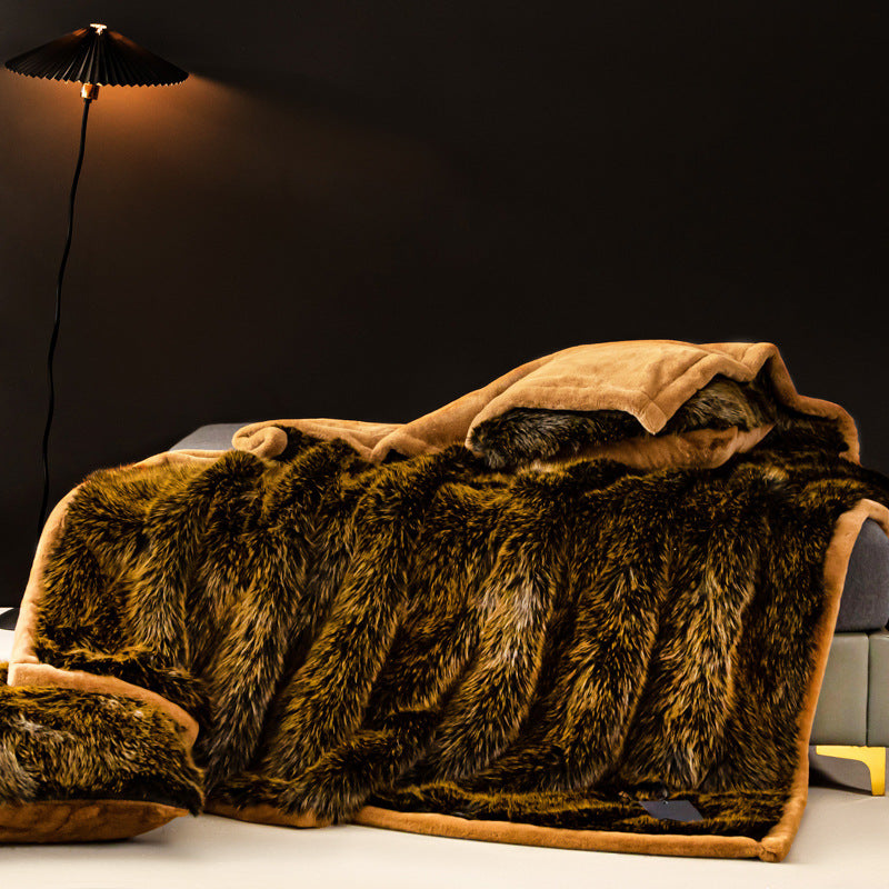 Extra Thick Imitation Fox Fur Raschel Blanket
