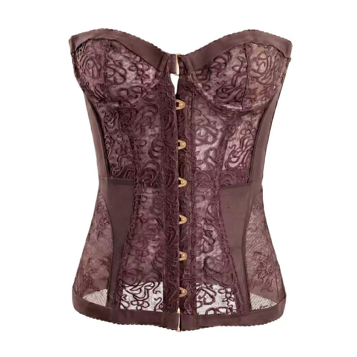 Women's Hollow Out Lace Strapless Slim Fit Corset Top teemdrop