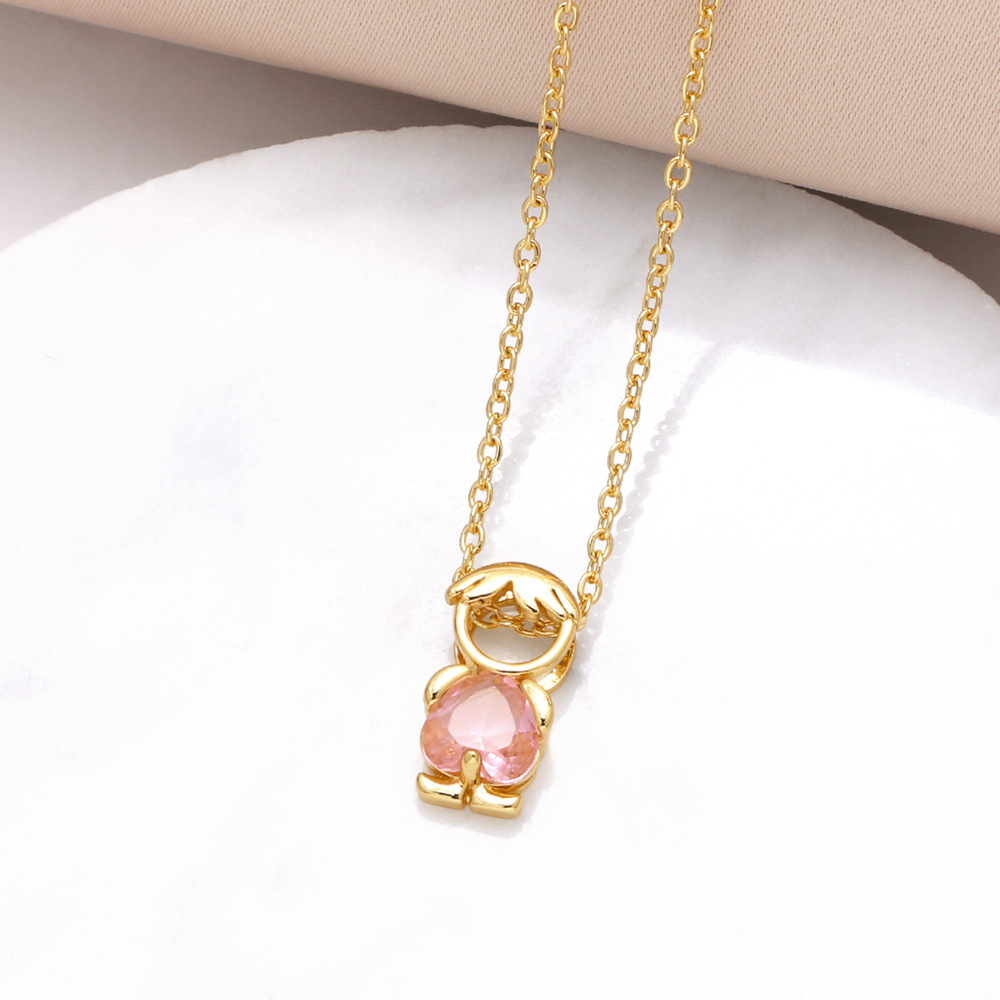 Hanging pendant necklace with hearts