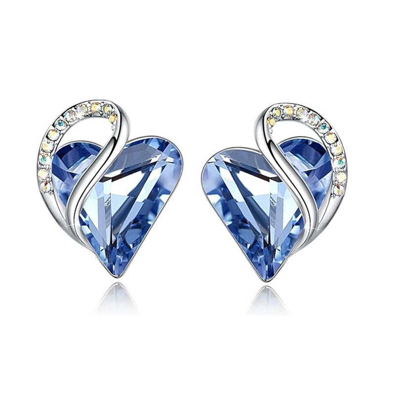 Elegant Crystal Heart Stud Earrings for Women