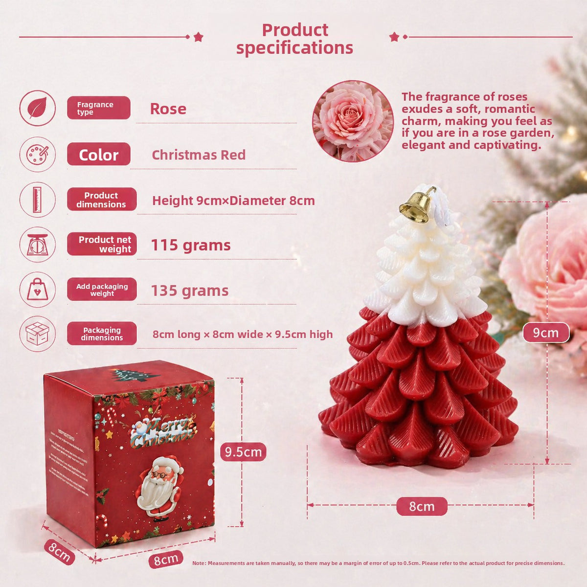 Handmade Christmas Tree Scented Candle Novelty Holiday Gift Box Set teemdrop