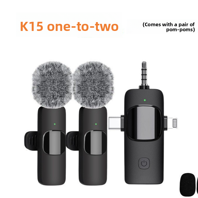 K15 3-in-1 Universal Wireless Lavalier Microphone with Noise Reduction for Live Streaming and Recording teemdrop