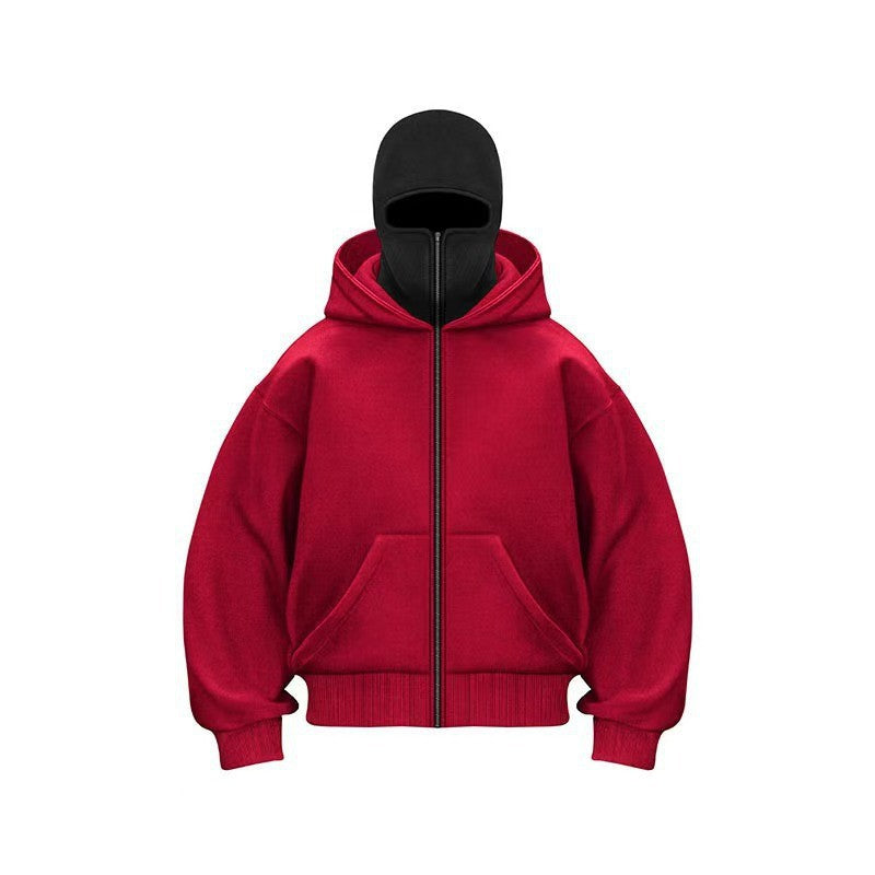 Men's Double Hood Fleece Lined Pullover Sweatshirt Loose Fit Long Sleeve