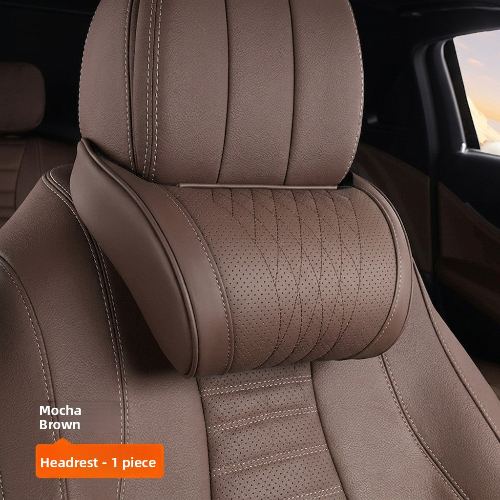 Nappa Leather Memory Foam Car Seat Headrest Neck Pillow Cushion