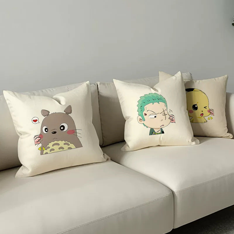 Cute Smiling Face Double-Sided Plush Throw Pillow Cover with Insert teemdrop