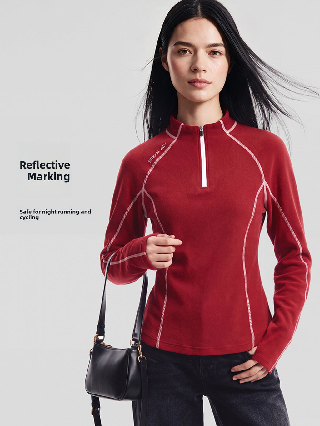 Women's Half-Zip Slim Fit Long Sleeve Yoga Top teemdrop