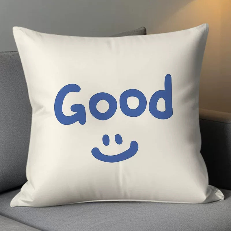 Cute Smiling Face Double-Sided Plush Throw Pillow Cover with Insert teemdrop