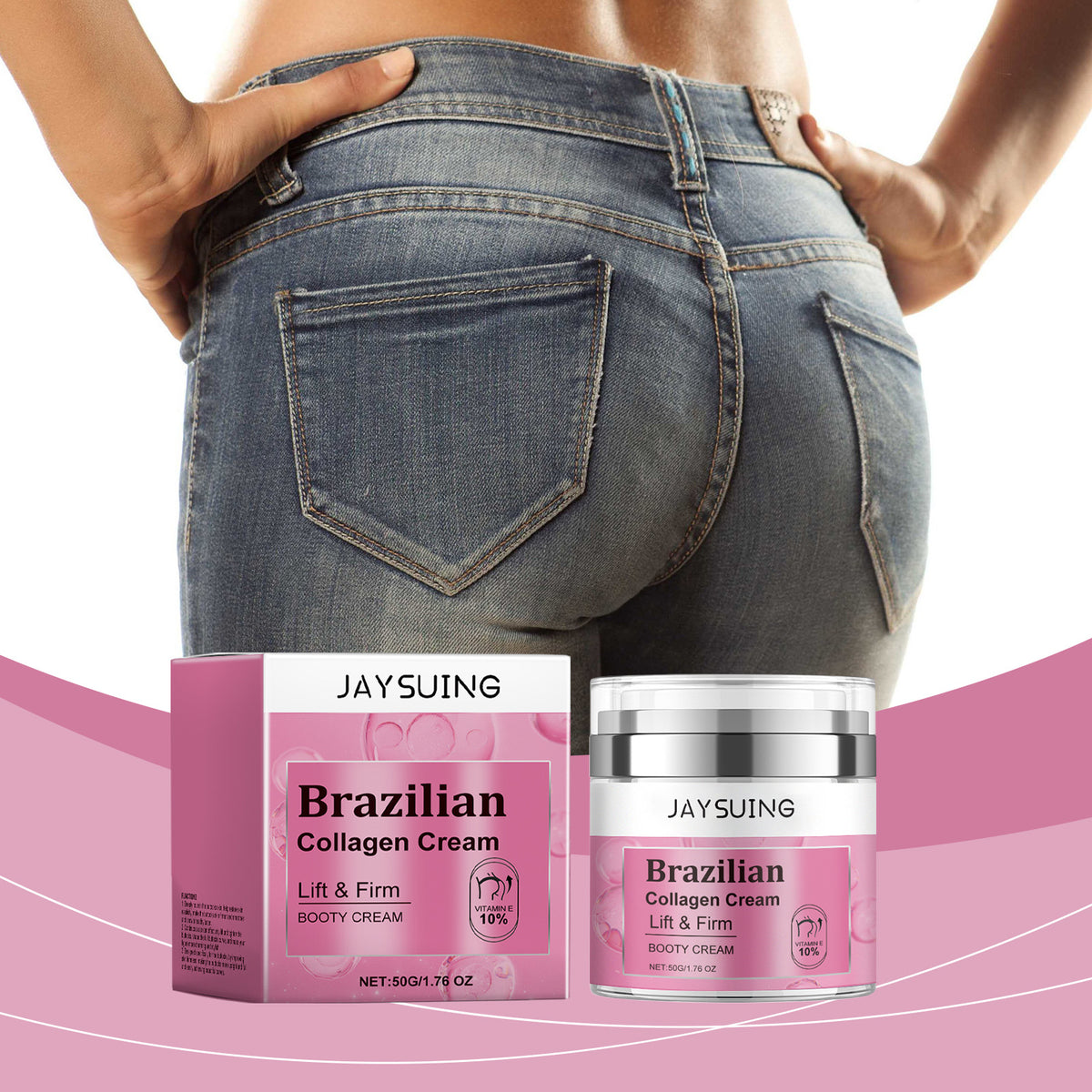 JAYSUING Collagen Butt Enhancement Cream, Moisturizing Hip Cream for Smooth Skin, 50g teemdrop