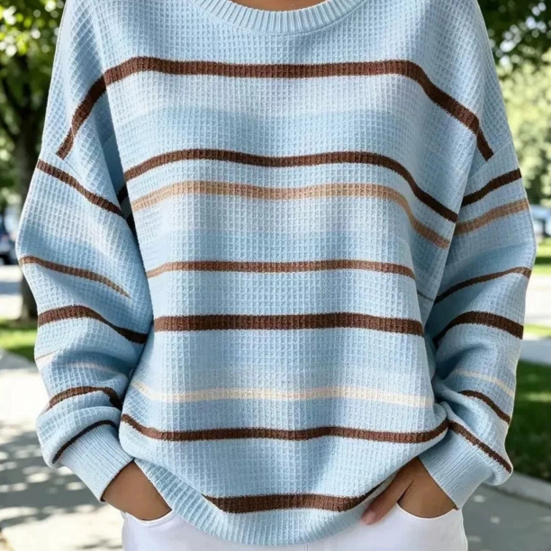 Plaid patterned round-neck long-sleeved casual hoodie teemdrop