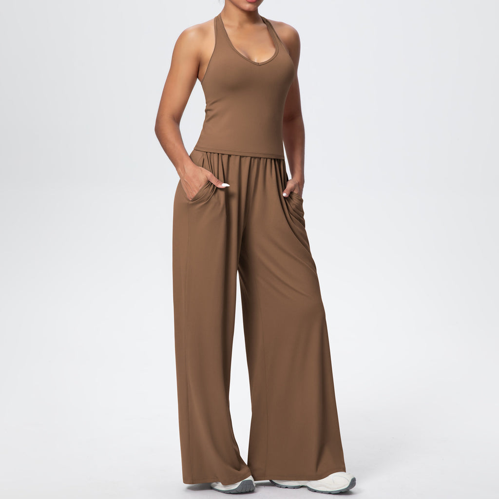 Ladies' stretchable breathable three-piece yoga set teemdrop