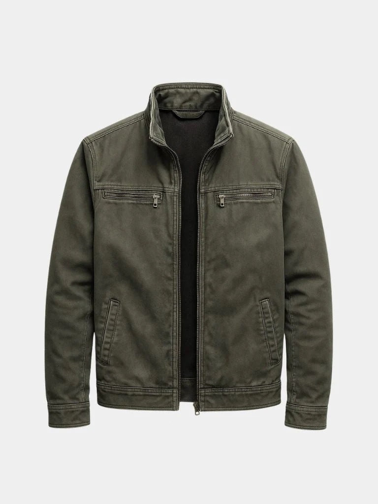 Men's Turn-Down Collar Polyester Leather Look Jacket teemdrop