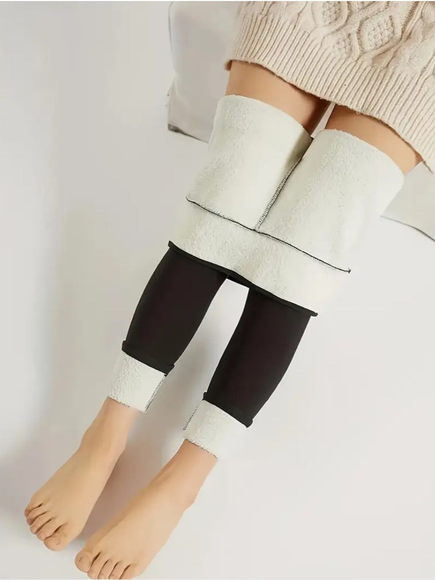 Women's Winter Fleece-Lined High-Waisted Thermal Tummy Control Leggings teemdrop