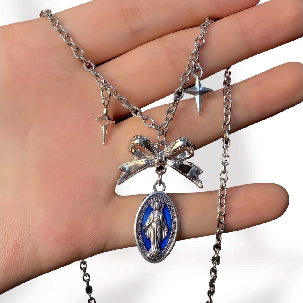 Korean Ins Style Bow Star Necklace teemdrop