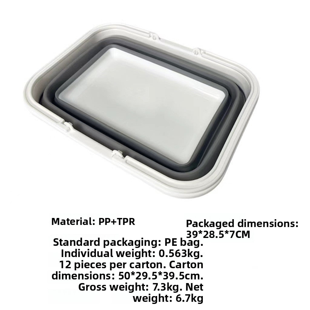 Foldable Plastic Bucket, Multipurpose Collapsible Square Storage Basin teemdrop