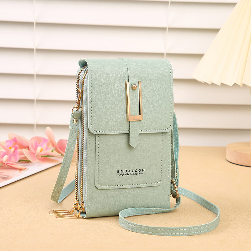 Women's Touch Screen PU Leather Phone Pouch Crossbody Bag with Card Slots