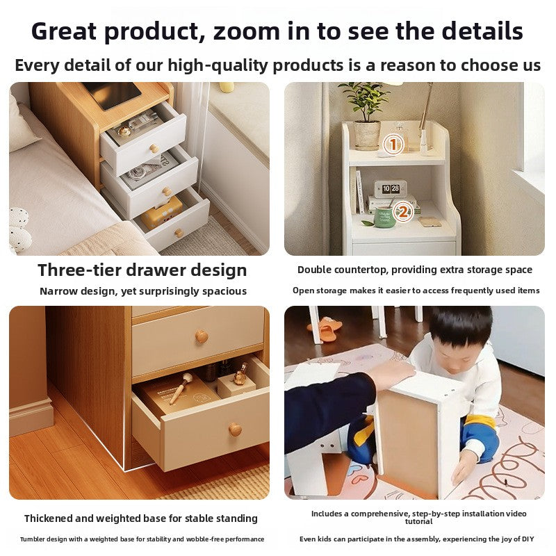 Ultra Narrow Bedside Cabinet Organizer teemdrop