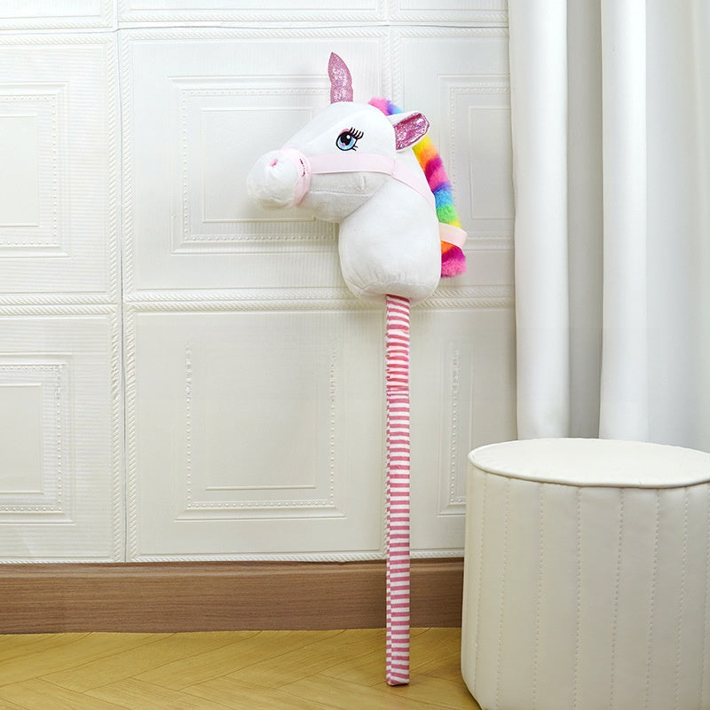 Unicorn Horse Head Stick Plush Toy