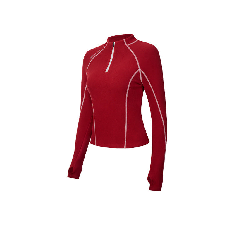 Women's Half-Zip Slim Fit Long Sleeve Yoga Top teemdrop