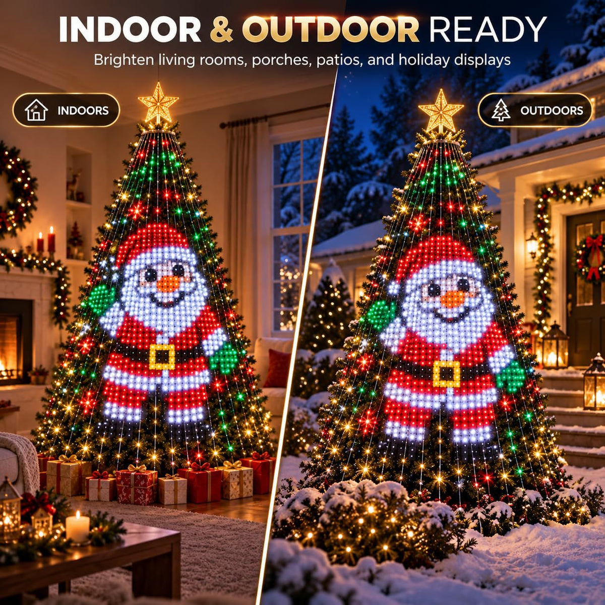 Smart RGB LED Christmas String Lights USB Remote Control Wall Hanging Holiday Decoration teemdrop