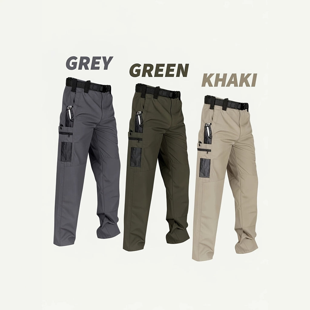 Men's Quick-Dry Tactical Cargo Pants Multi-Pocket Summer Casual Trousers 100% Polyester teemdrop
