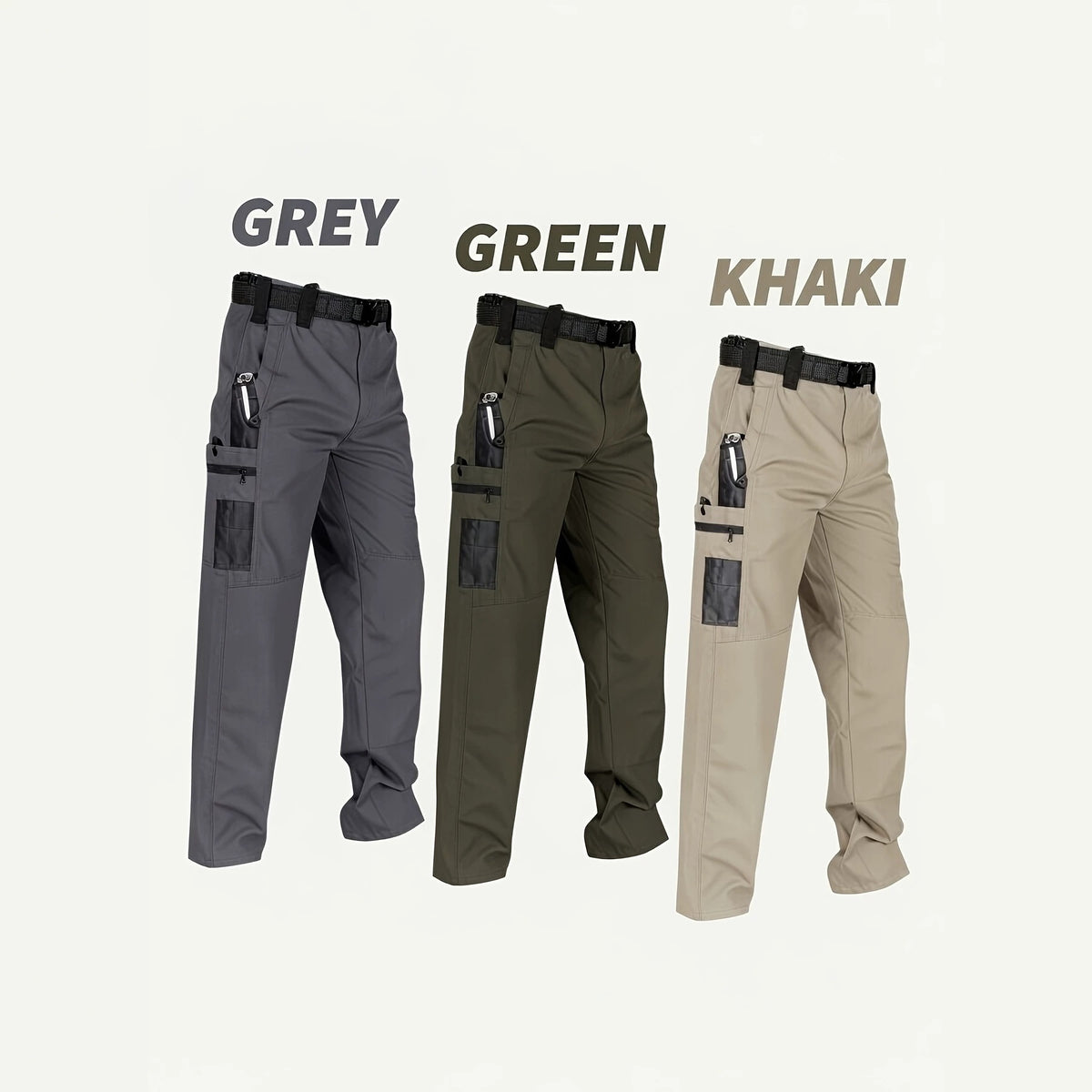 Men's Quick-Dry Tactical Cargo Pants Multi-Pocket Summer Casual Trousers 100% Polyester teemdrop