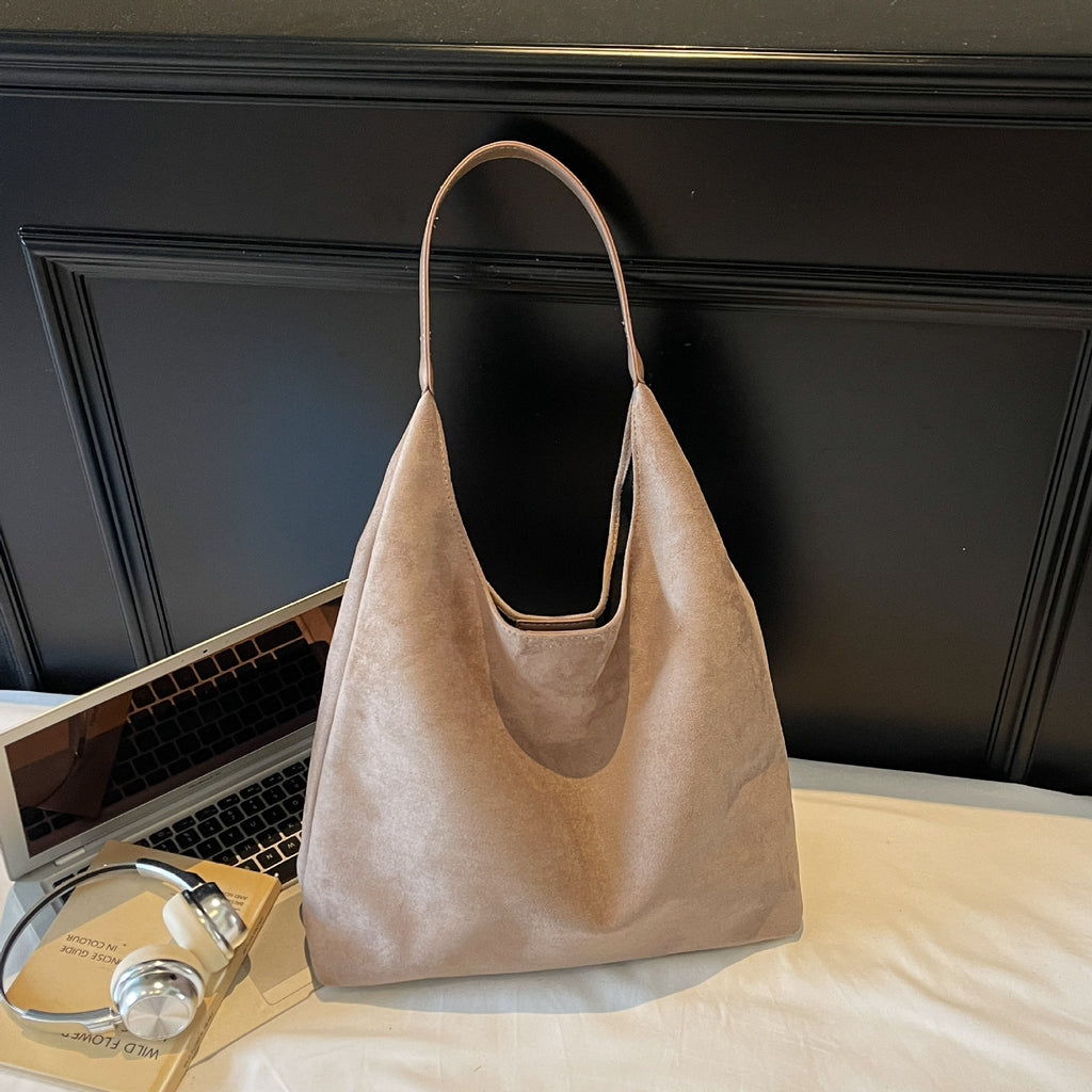 Retro Frosted Solid Color Large-Capacity Single Shoulder Bag