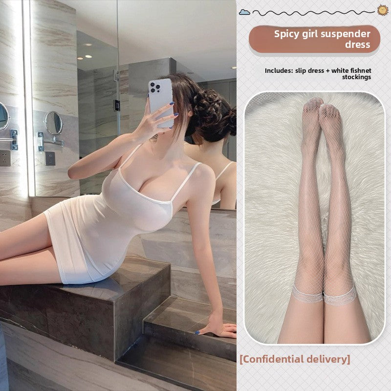 Women Sexy Open Back Lingerie Nightgown Role Play Dress
