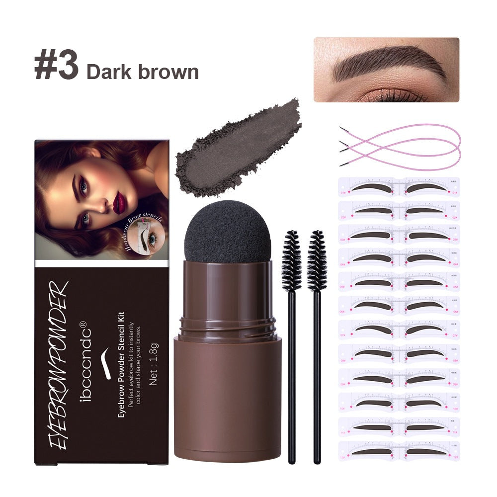 Head-Mounted Eyebrow Stamp Kit, Waterproof Long-Lasting Eyebrow Powder with Contouring Powder, Instant Natural Brow Shaper teemdrop