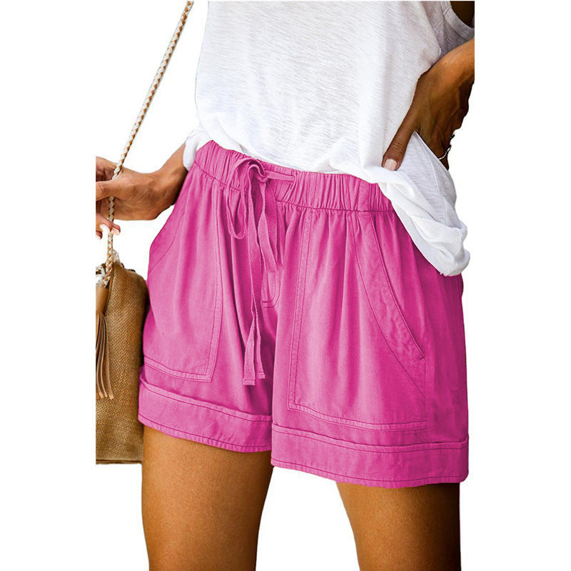 Women's High Waist Lace-Up Loose Wide Leg Woven Shorts teemdrop