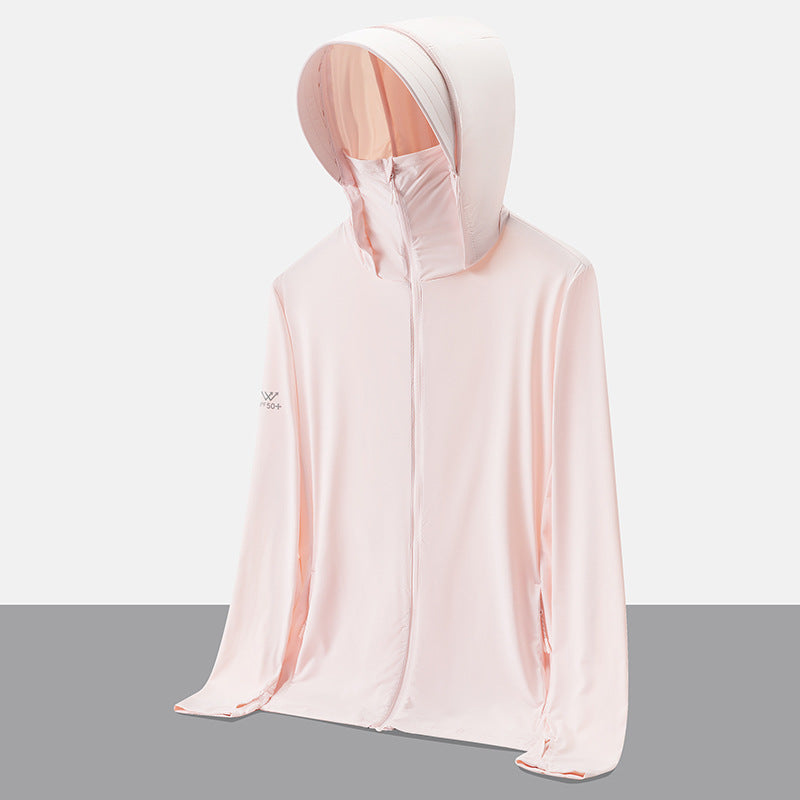 UPF50+ Ice Silk Cooling UV Protection Hooded Jacket Couple Matching Outdoor Sport Coat teemdrop