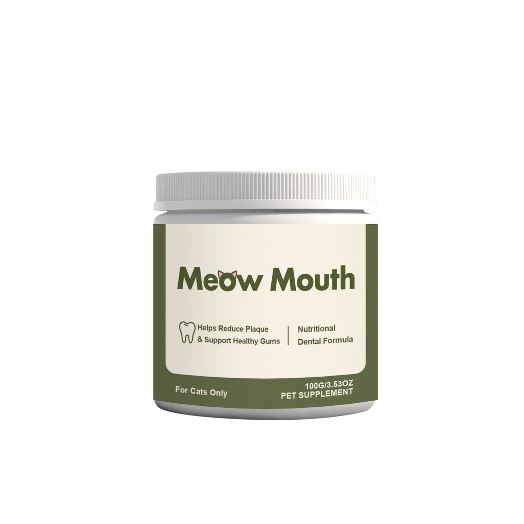 Cats are fed with food mixed with oral cleaning powder to remove tartar teemdrop
