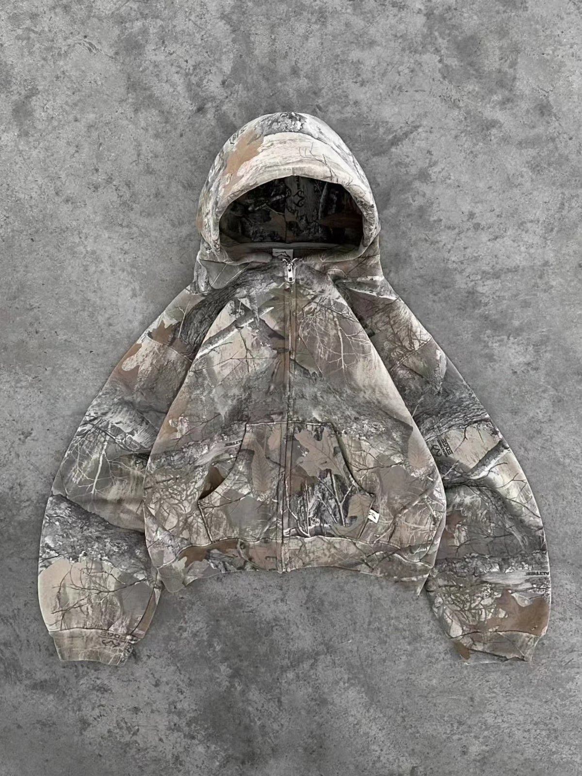 Y2K Harajuku Style Letter Print Camouflage Hooded Sweatshirt