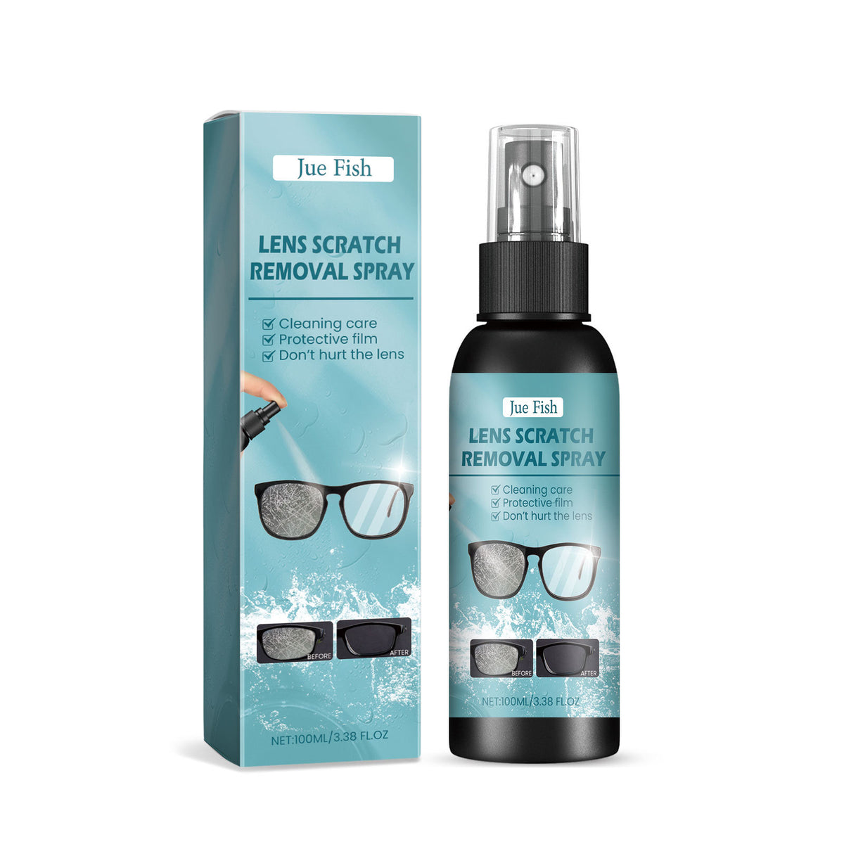 Jue-Fish 100ml Lens Scratch Repair and Defogging Care Agent for Glass Renewal teemdrop