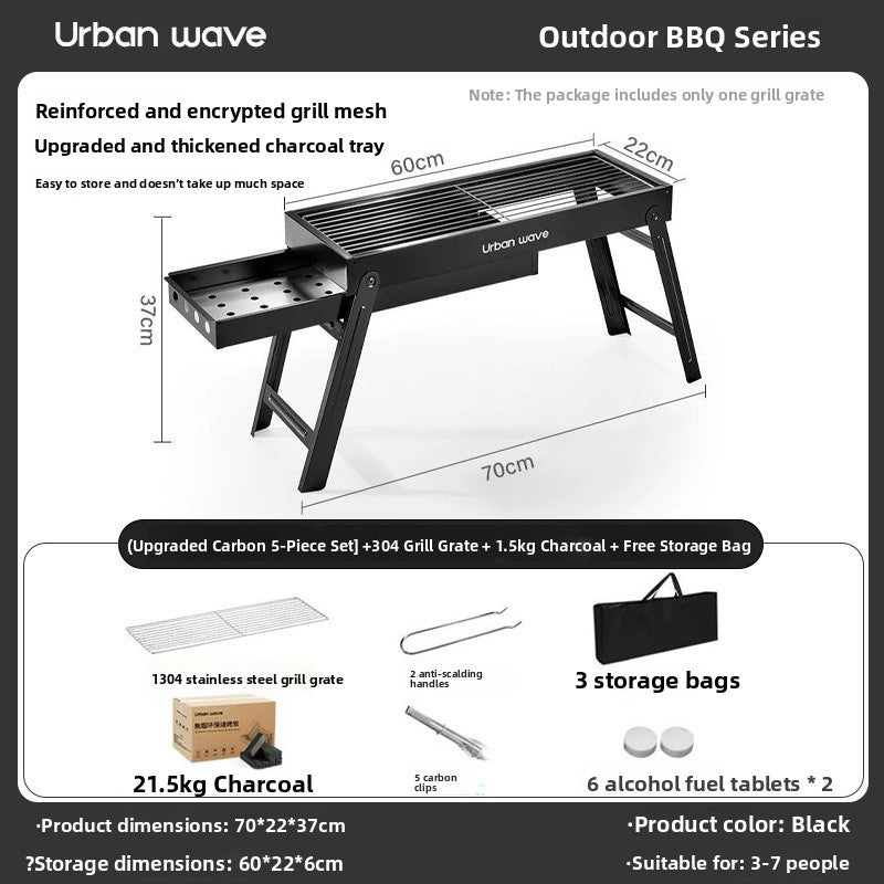 Portable Outdoor Stainless Steel Folding Charcoal Grill teemdrop