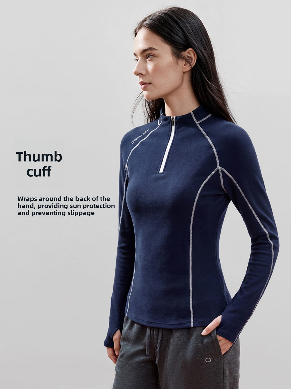 Women's Half-Zip Slim Fit Long Sleeve Yoga Top teemdrop