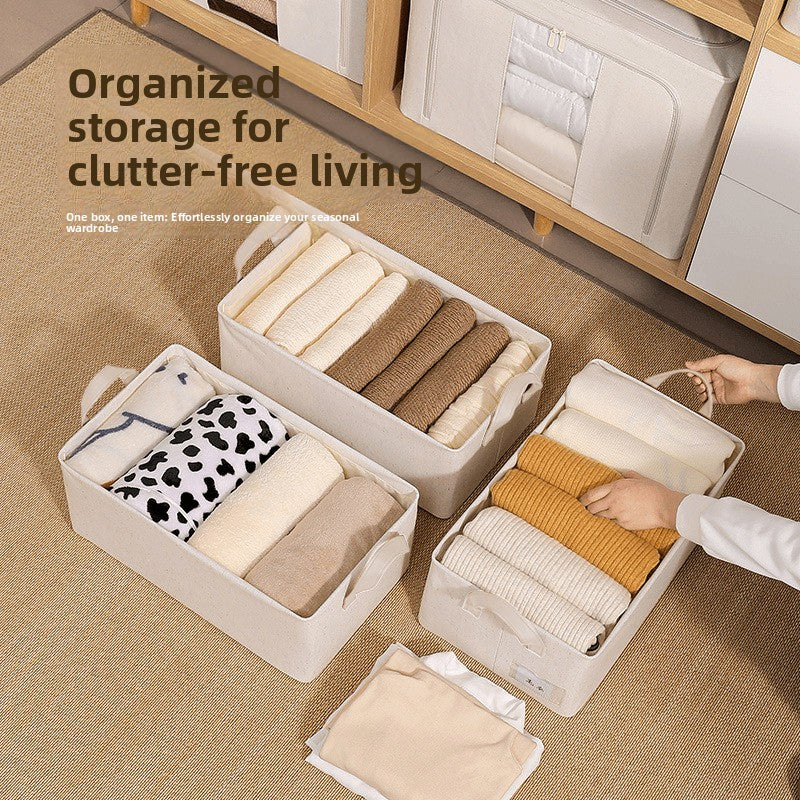 Foldable Cotton Linen Wardrobe Organizer Drawer Large Capacity Clothes Storage Box